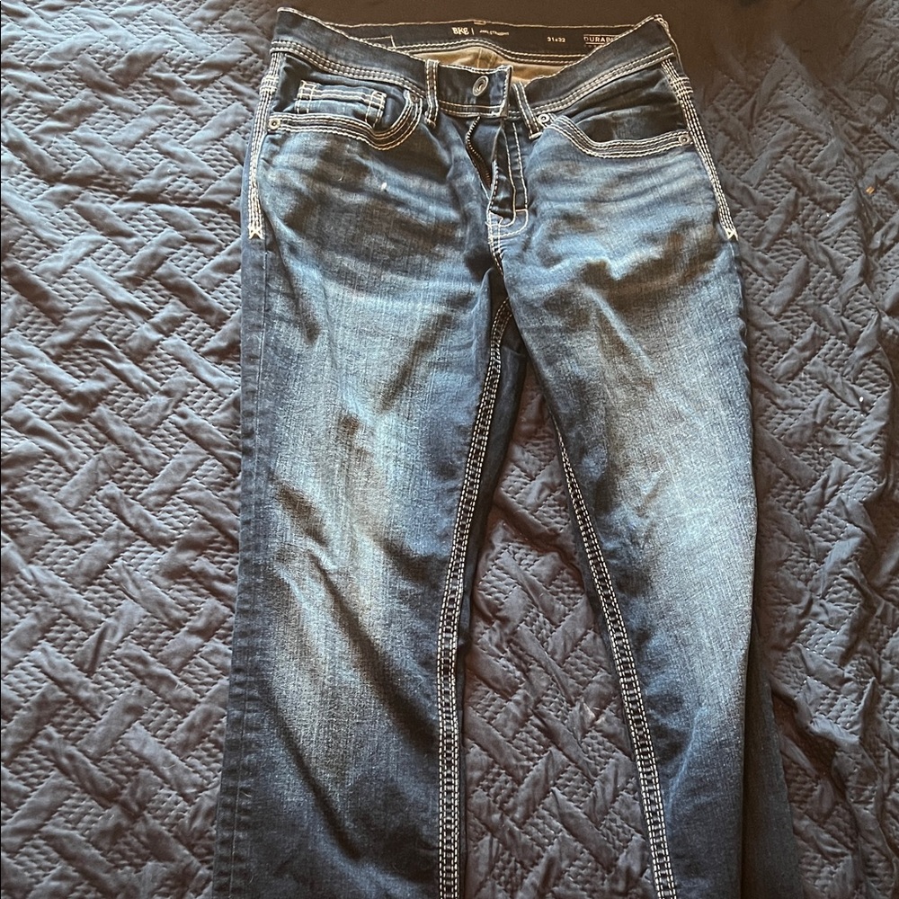 BKE Dark Blue Straight Leg Jeans